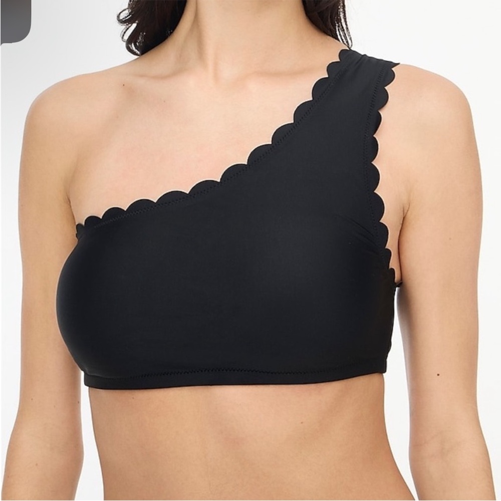 Jcrew Scalloped one-shoulder bikini top